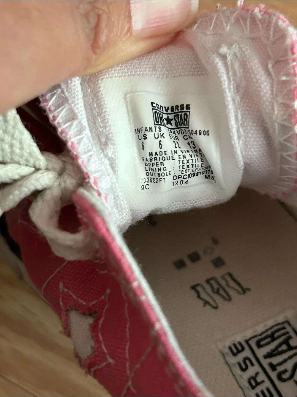 Converse One Star Pink Sneakers Infants Size 6